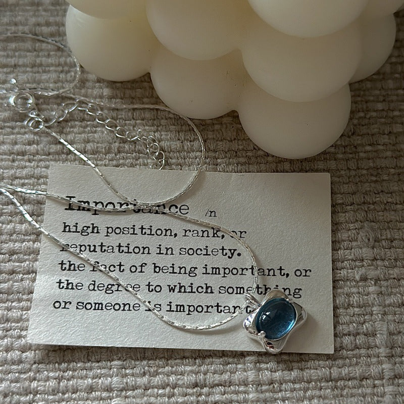 "Ocean Breeze" S925 Sterling Silver Aquamarine Necklace - Image 3