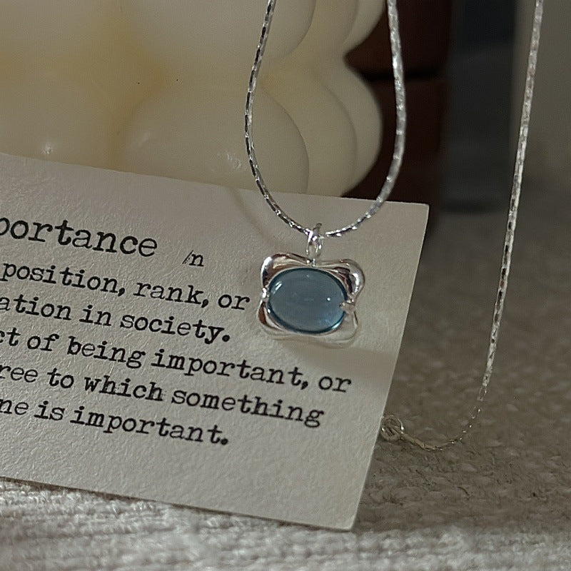 "Ocean Breeze" S925 Sterling Silver Aquamarine Necklace - Image 4