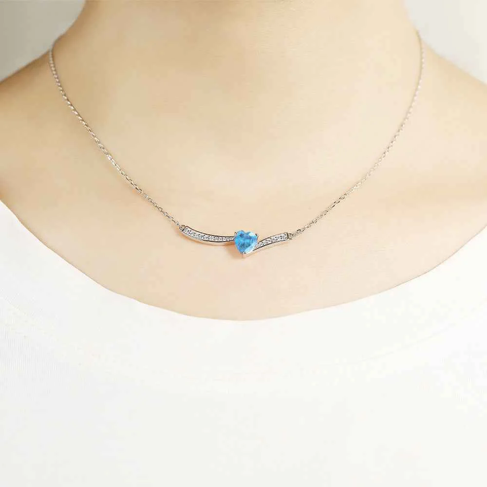 "Ocean Heart" 925 Sterling Silver Aquamarine Jewelry Set - Image 2