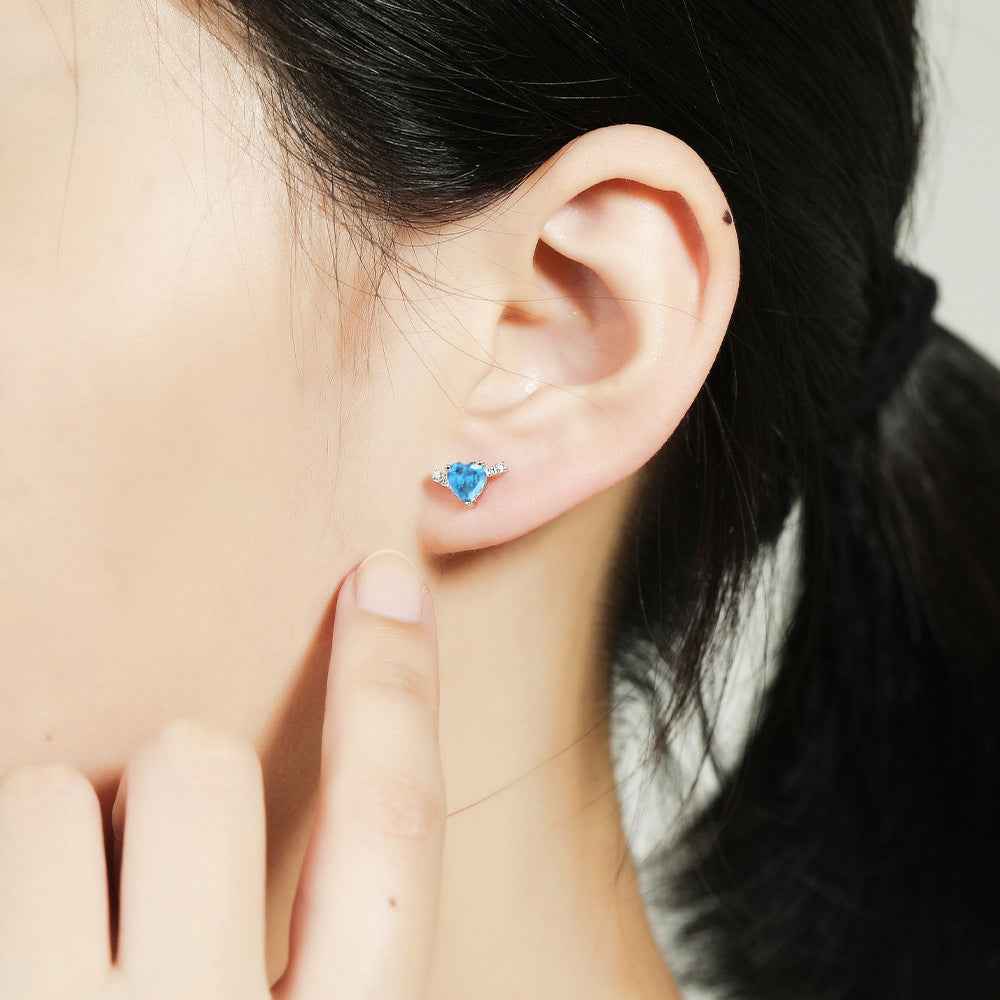 "Ocean Heart" 925 Sterling Silver Aquamarine Jewelry Set - Image 3