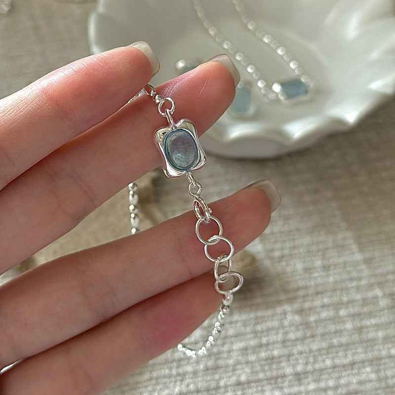 "Ocean Pillow" 925 Sterling Silver Aquamarine-Blue Jewelry Set - Image 6