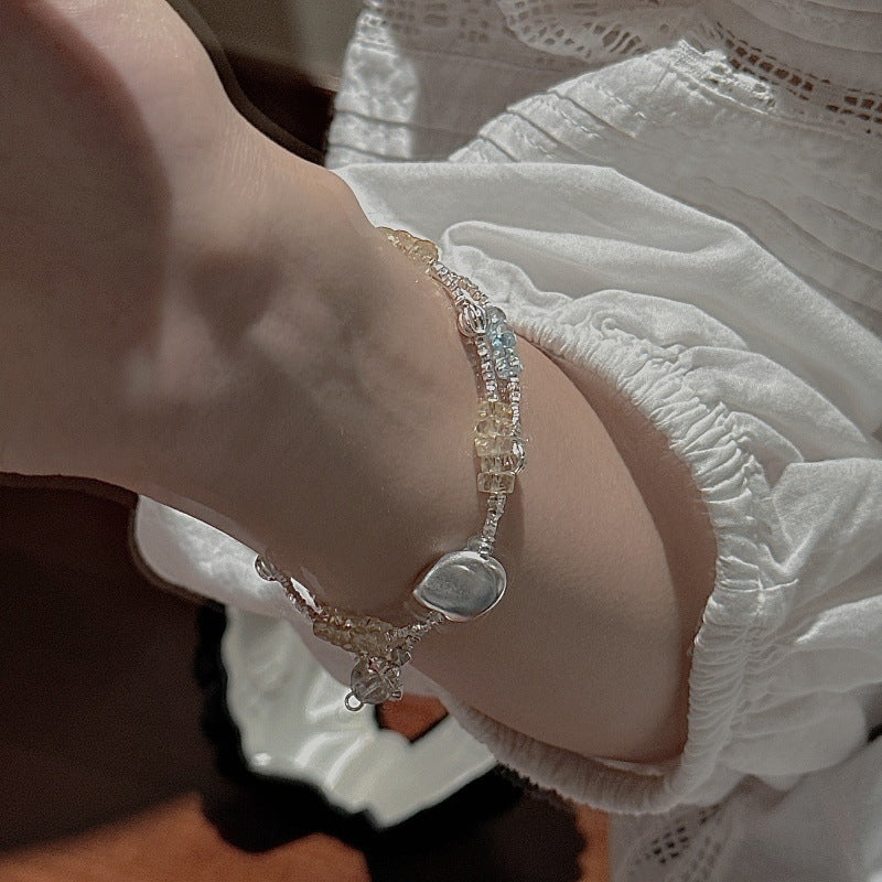 "Ocean & Sun Beads" 925 Sterling Silver Bracelet – Aquamarine | Citrine - Image 2