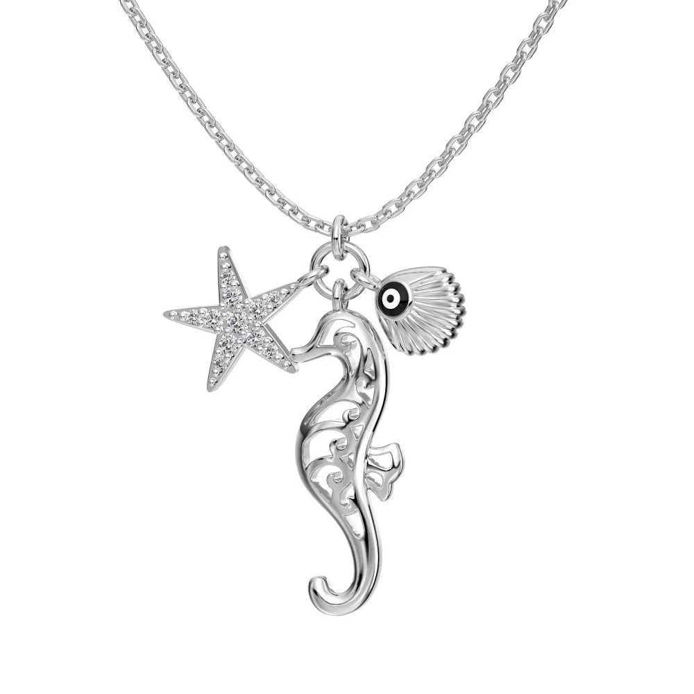 “Ocean Talisman” S925 Sterling Silver Marine Charm Necklace