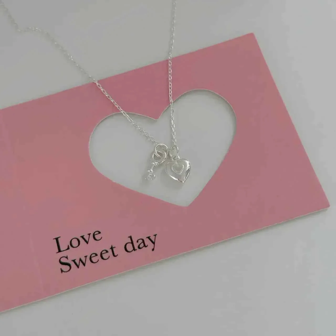 "Only Key" 925 Sterling Silver Heart-Key & Lock Necklace – Romantic & Minimalist - Image 6