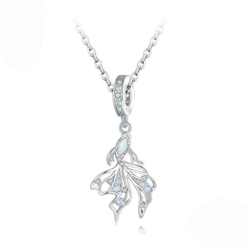 “Opaline Betta” S925 Sterling Silver Opal Fish Pendant Necklace