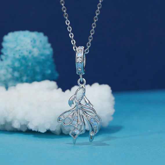 “Opaline Betta” S925 Sterling Silver Opal Fish Pendant Necklace - Image 3
