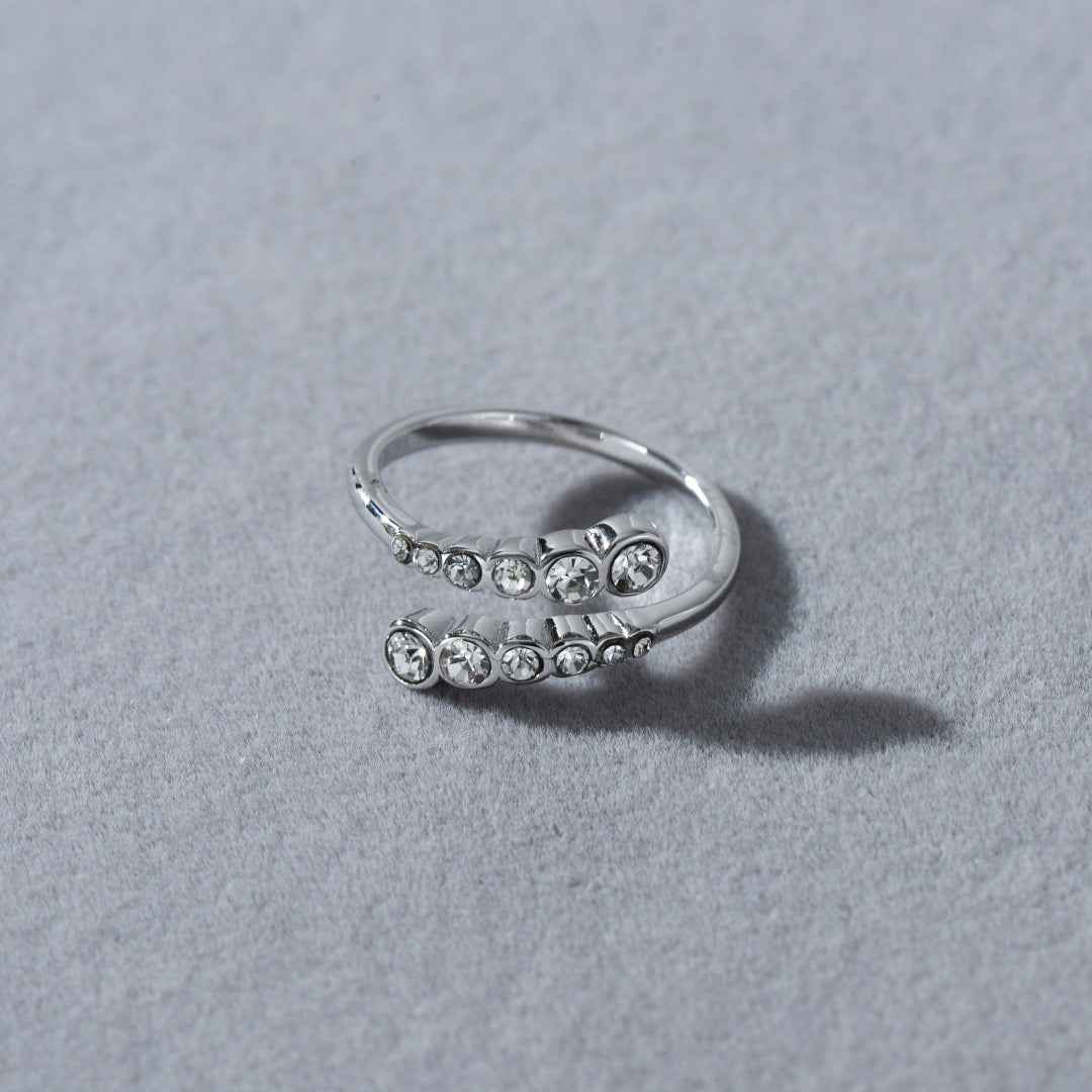 “Orbit Spark” 18K Real Gold Plated Brass Zircon Adjustable Open Ring - Image 4