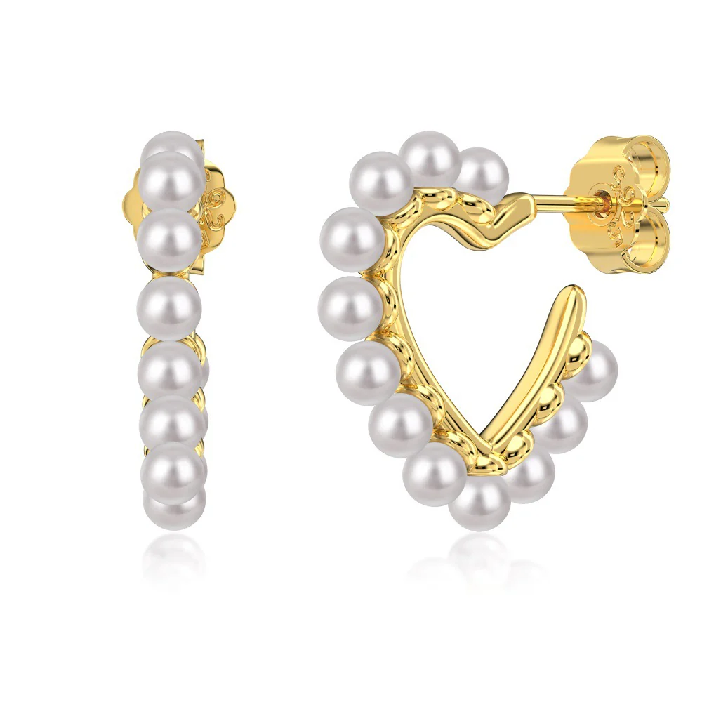 “Pearl Devotion” 925 Sterling Silver Heart Pearl Stud Earrings - Image 5