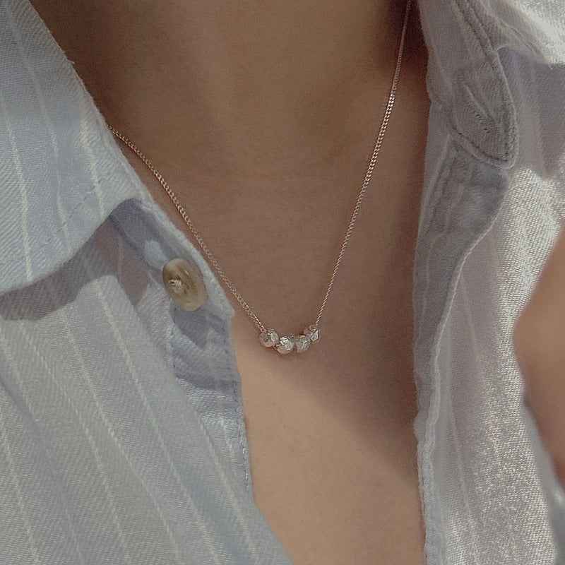 “Pebble Gleam” S925 Sterling Silver Vintage Bead Necklace - Image 2
