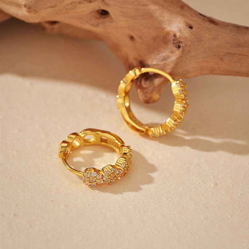 "Petal Glow" 925 Sterling Silver Pavé Cluster Hoop Earrings - Image 3