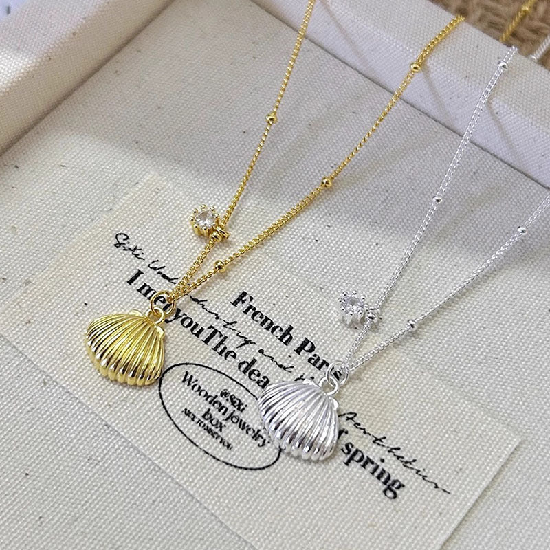 “Petite Coquille” 925 Sterling Silver Shell Necklace - Image 4