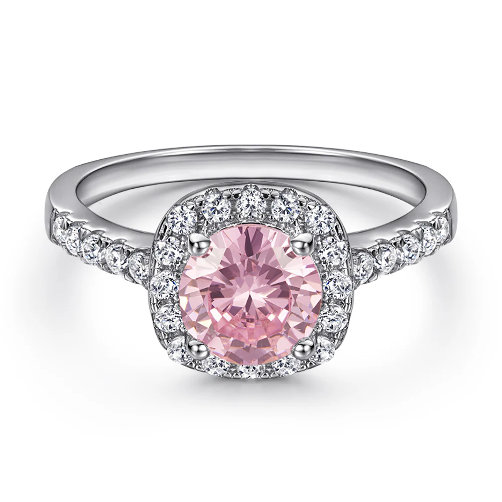 “Pink Halo Symphony” 925 Sterling Silver Pink Zircon Jewelry Set - Image 4