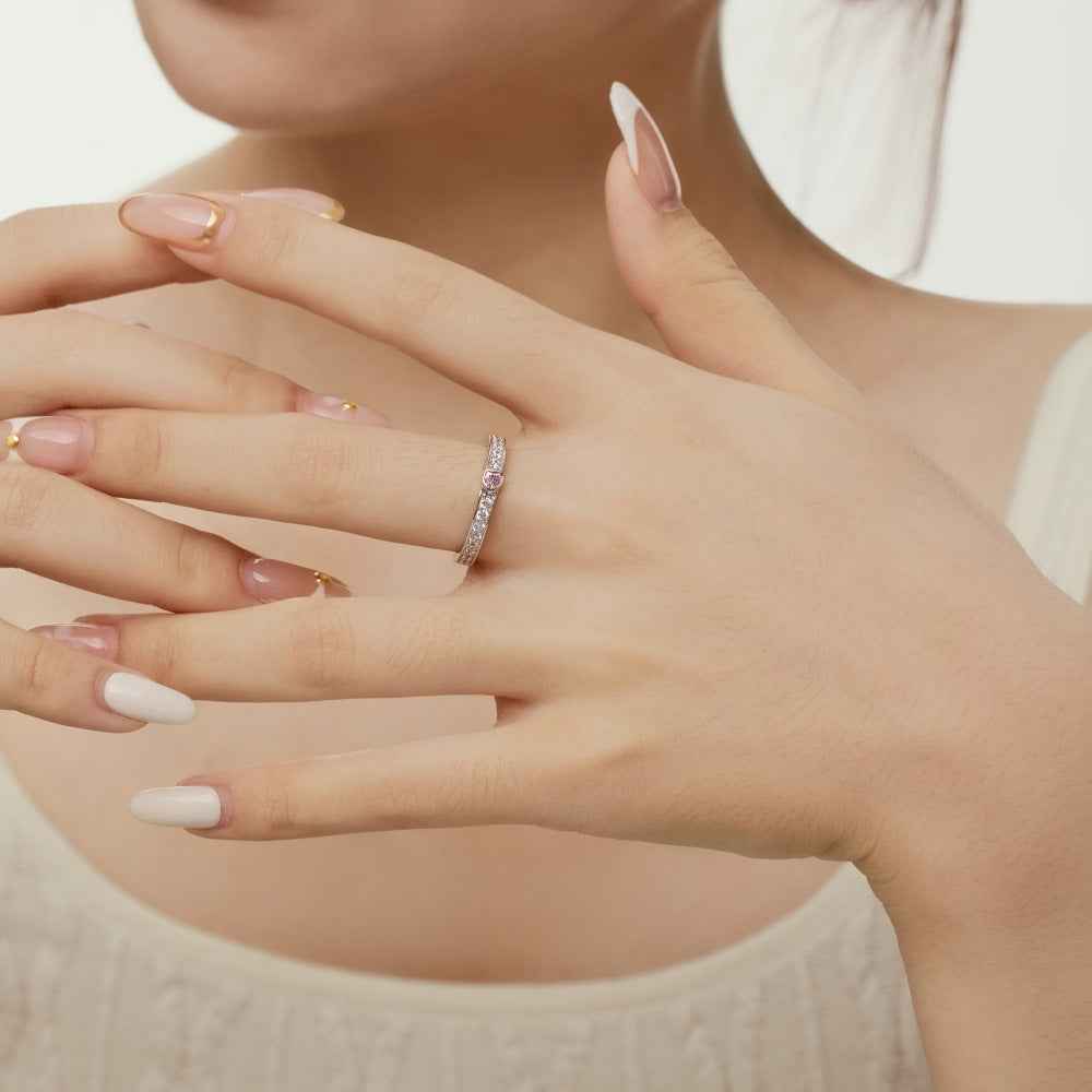 “Pink Promise” 925 Sterling Silver Heart Accent Pavé Ring - Image 2