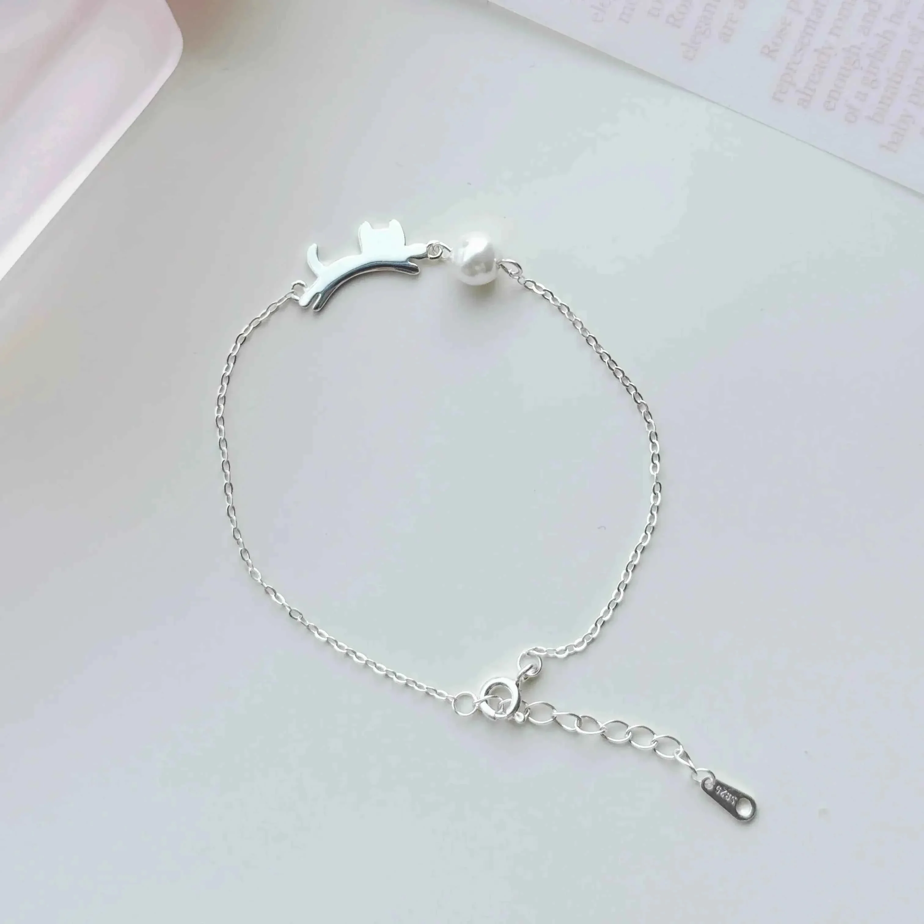 "Playful Kitty" 925 Sterling Silver Bracelet - Cute, Simple, and Elegant - Image 4