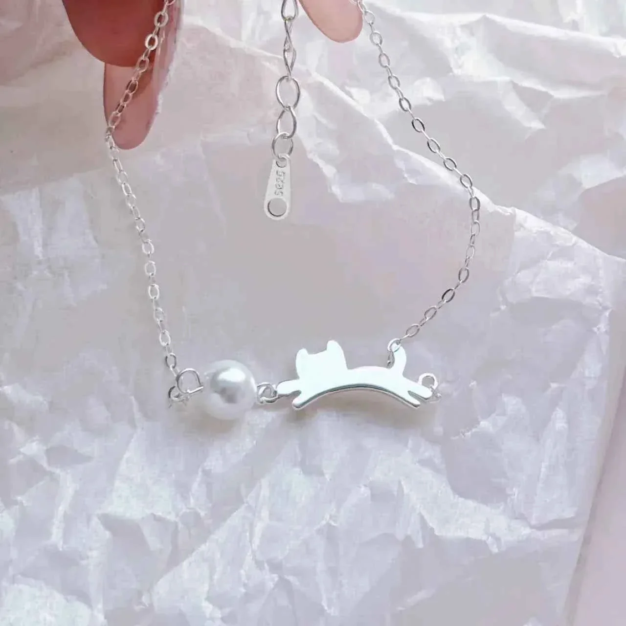 "Playful Kitty" 925 Sterling Silver Bracelet - Cute, Simple, and Elegant - Image 5