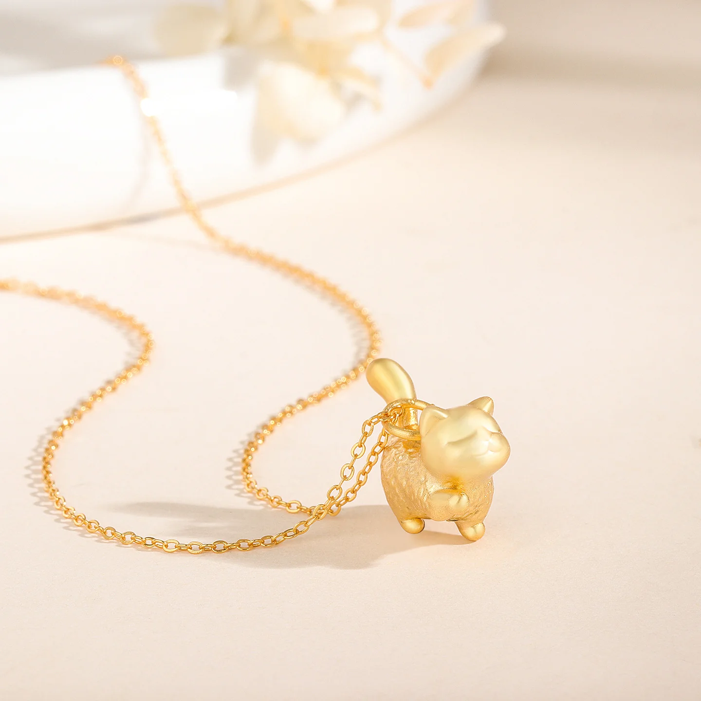 “Playful Kitty” S999 Sterling Silver Cat Pendant Necklace - Image 3