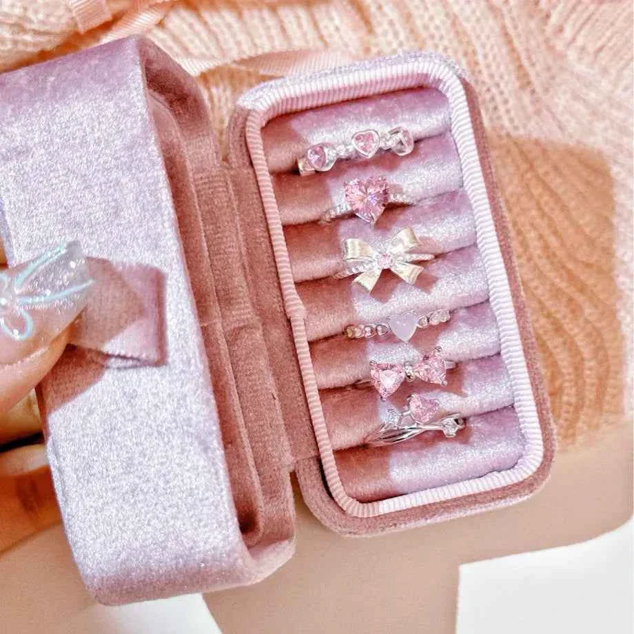 "Princess Bow Collection" 925 Sterling Silver Pink Zircon Ring Set - Sweet, Elegant, and Royal - Image 12