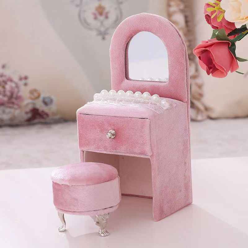 "Princess Manor" Velvet Pearl Lace Furniture Jewelry Box Set - Image 10