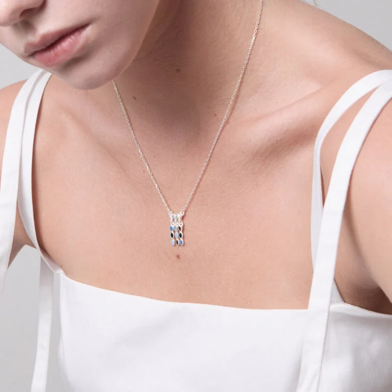 Prism Tassel 18K Gold-Plated Brass Enamel Necklace - Image 2