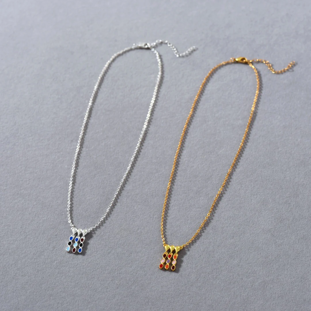 Prism Tassel 18K Gold-Plated Brass Enamel Necklace - Image 4