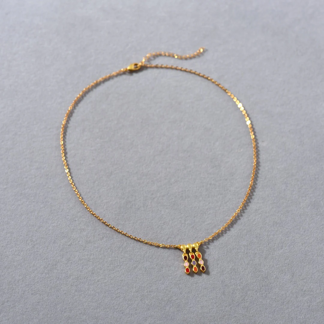 Prism Tassel 18K Gold-Plated Brass Enamel Necklace - Image 5