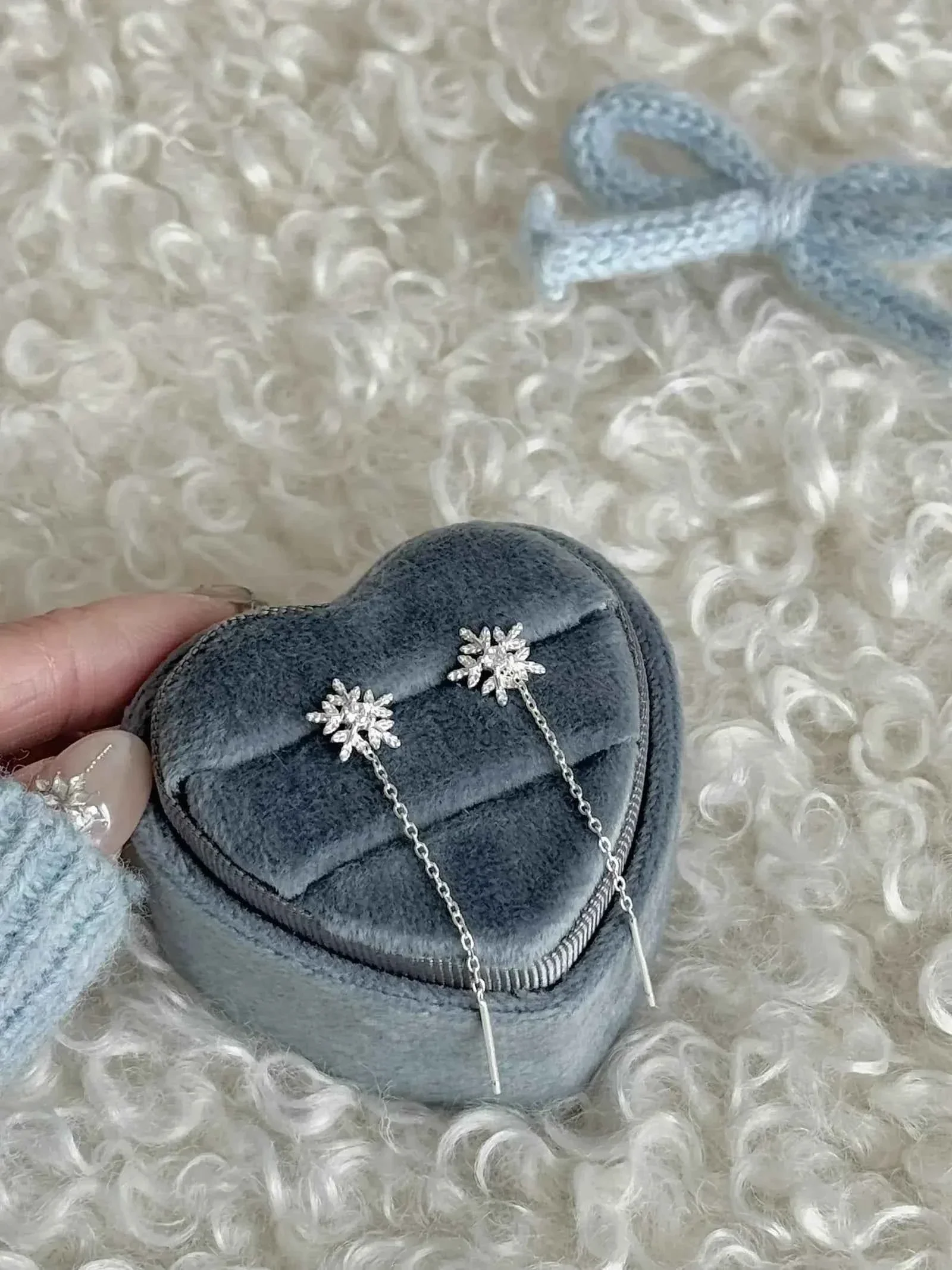 "Pure Snowflake Sparkle" 999 Pure Silver Earrings - Delicate, Versatile, and Hypoallergenic - Image 4