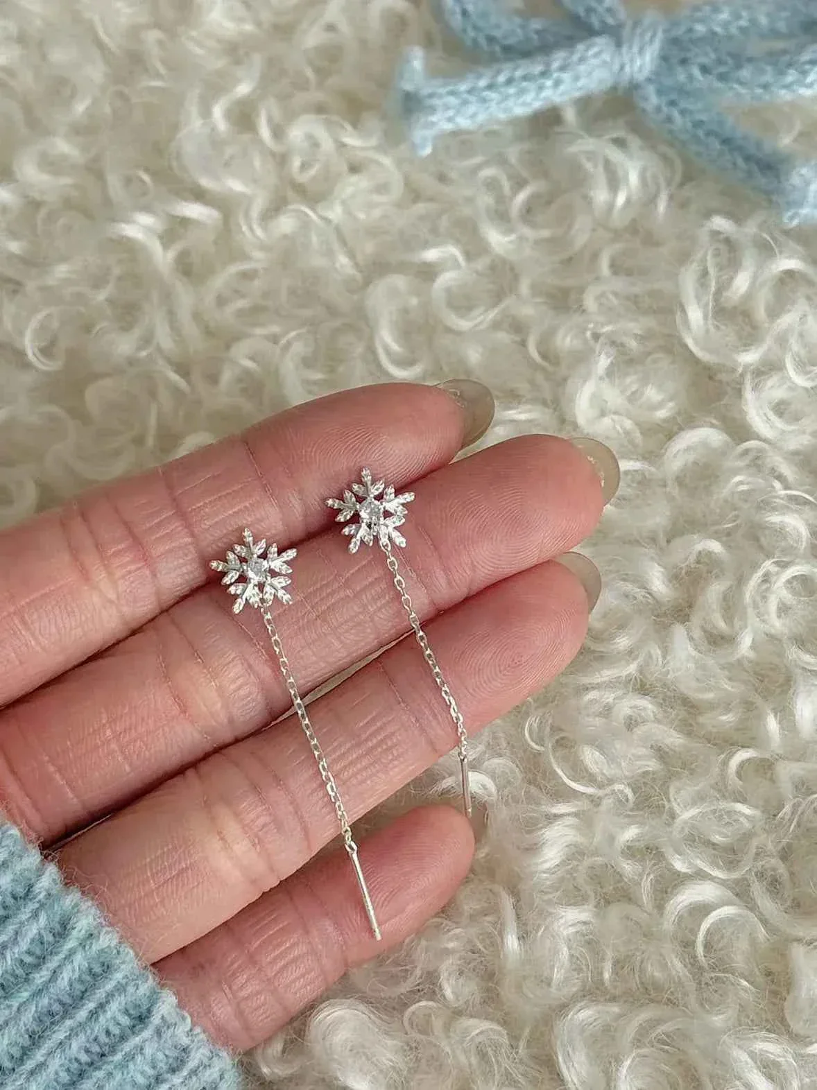 "Pure Snowflake Sparkle" 999 Pure Silver Earrings - Delicate, Versatile, and Hypoallergenic - Image 5