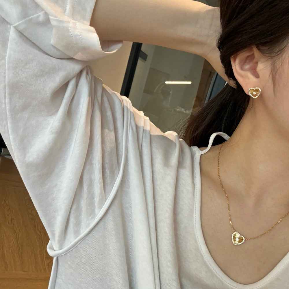 “Radiant Heart” S925 Sterling Silver Heart Jewelry Set (Necklace & Stud Earrings) - Image 3
