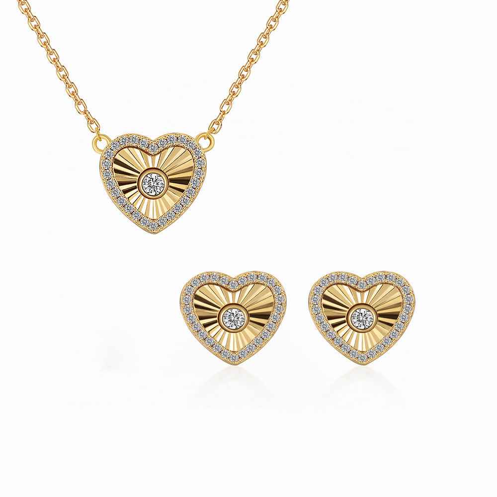 “Radiant Heart” S925 Sterling Silver Heart Jewelry Set (Necklace & Stud Earrings) - Image 4