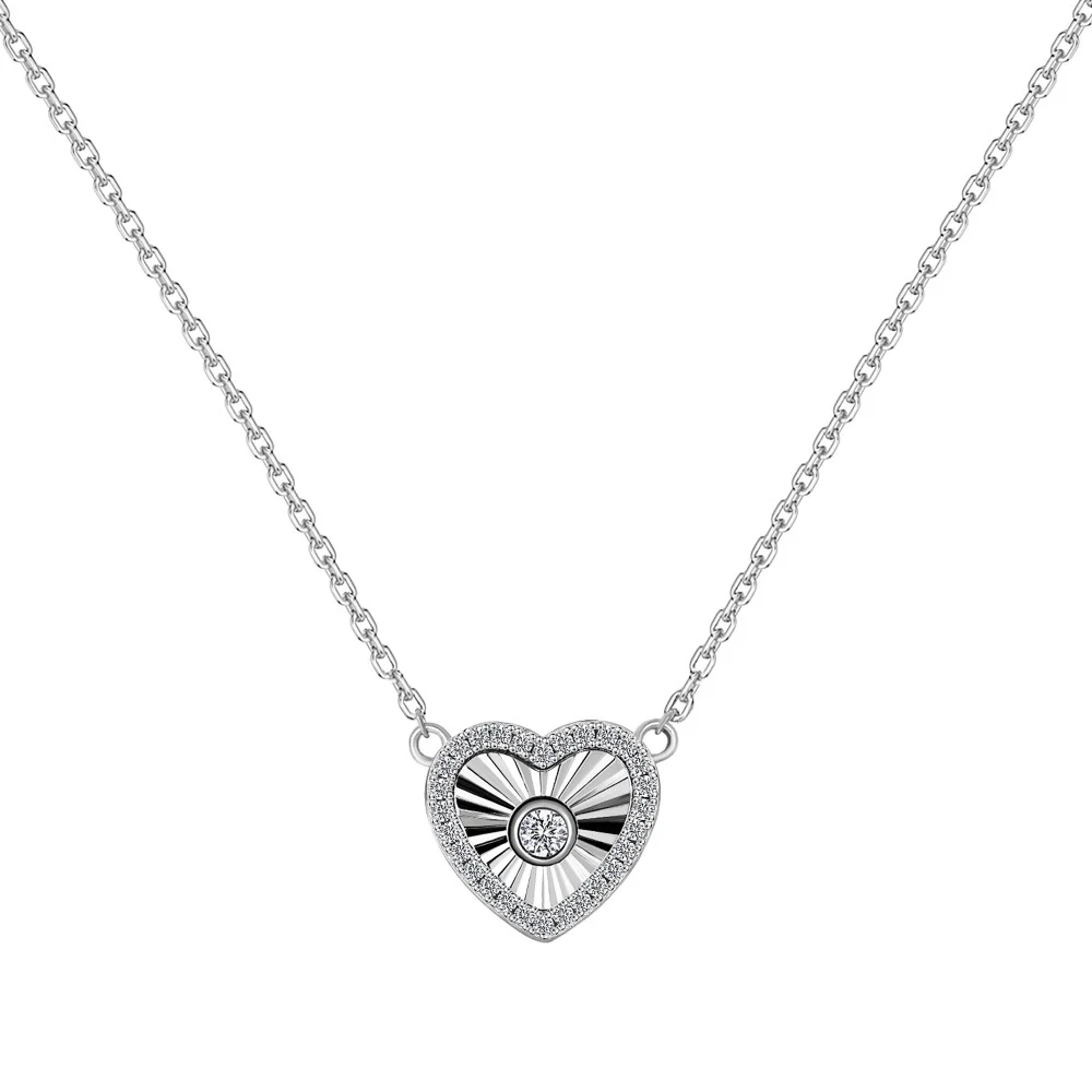 “Radiant Heart” S925 Sterling Silver Heart Jewelry Set (Necklace & Stud Earrings) - Image 8