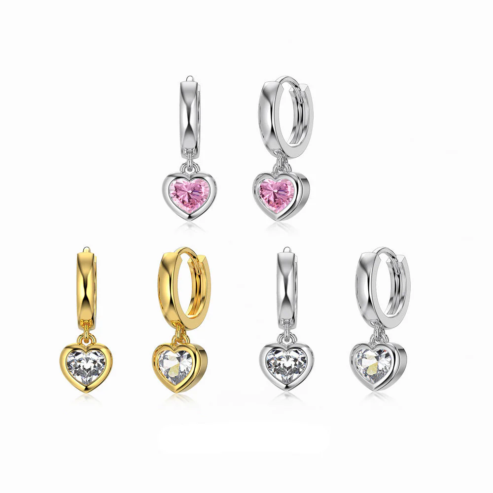 "Radiant Love" S925 Sterling Silver Heart Zircon Earrings
