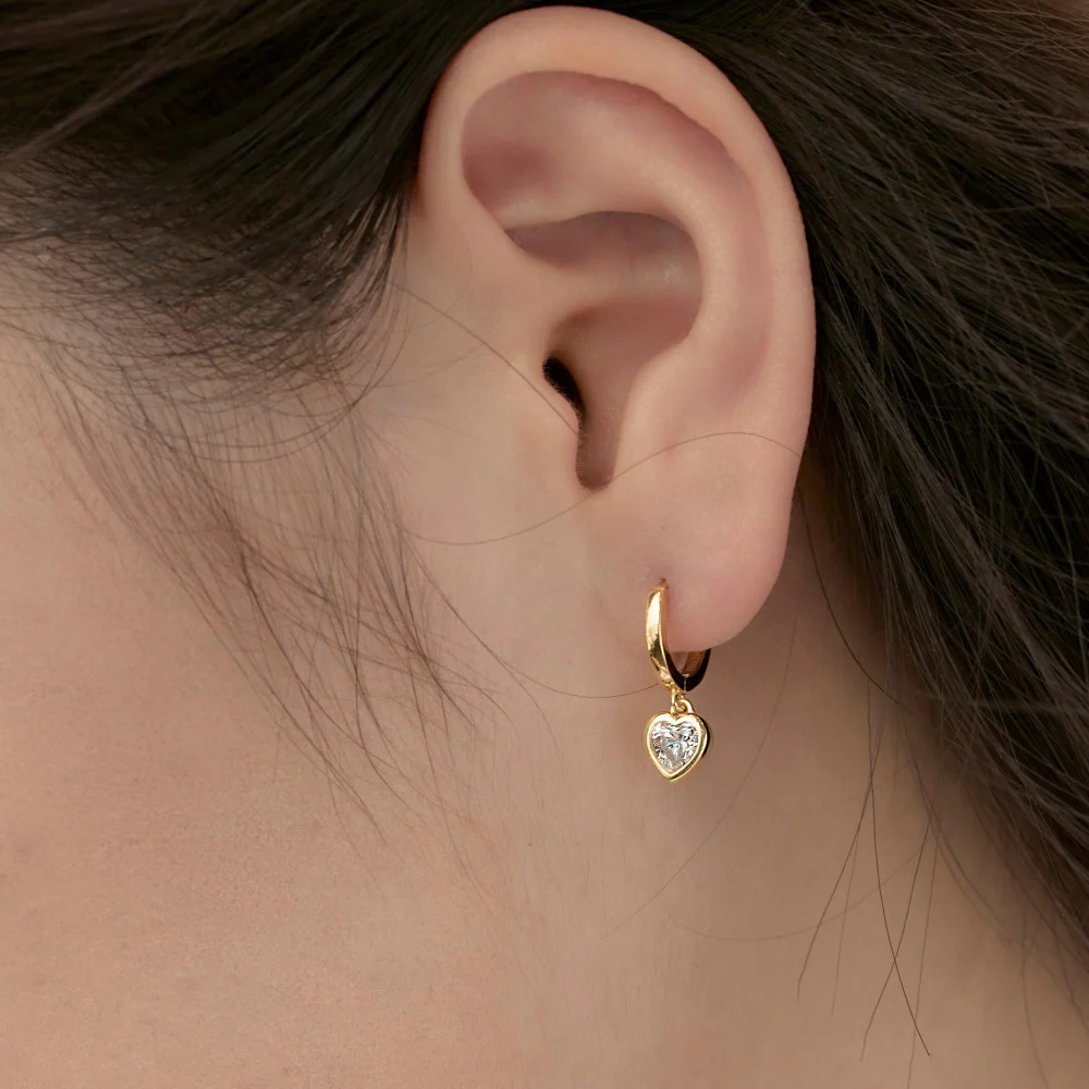"Radiant Love" S925 Sterling Silver Heart Zircon Earrings - Image 2