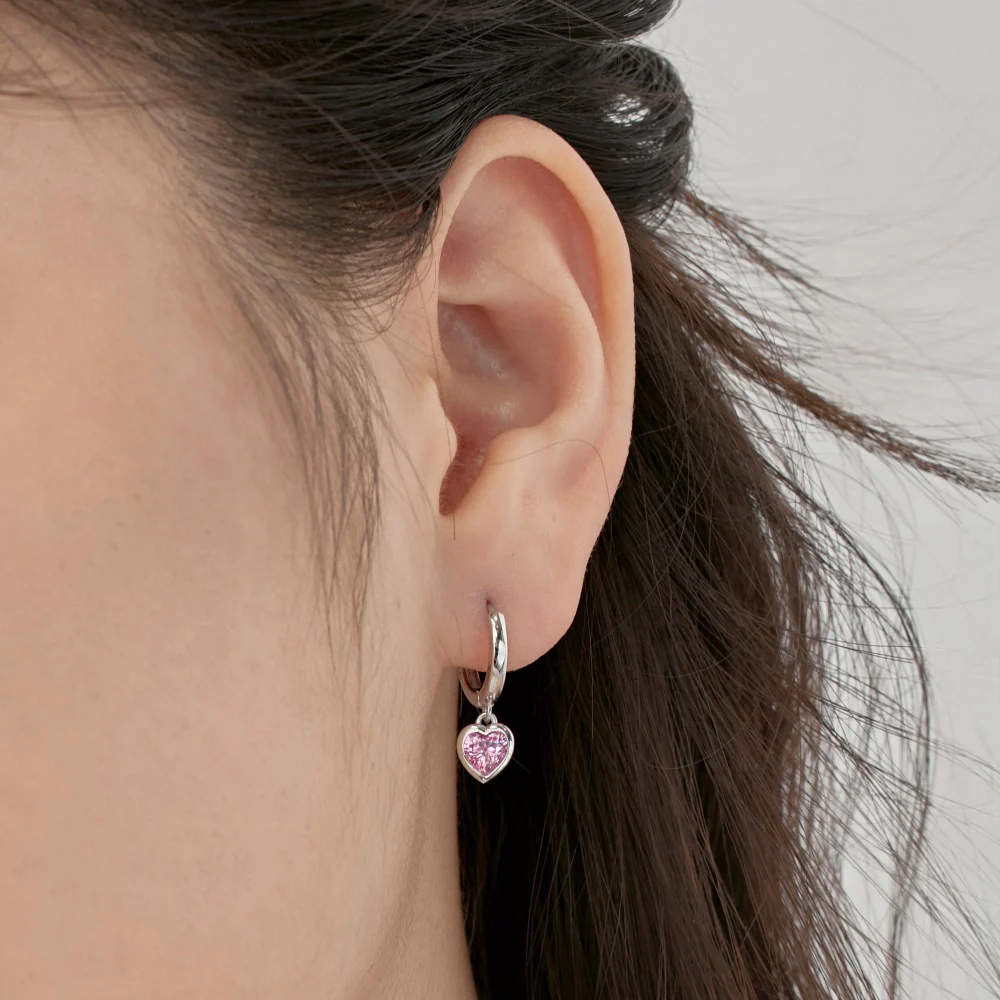 "Radiant Love" S925 Sterling Silver Heart Zircon Earrings - Image 4