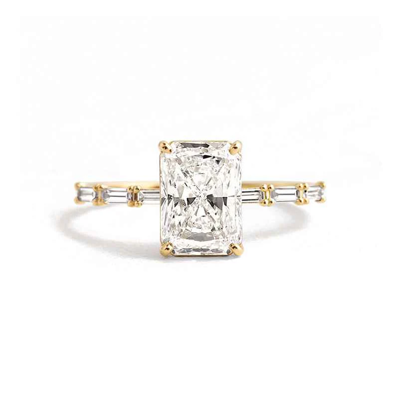 "Radiant Prism" 925 Sterling Silver Radiant-Cut Zircon Ring