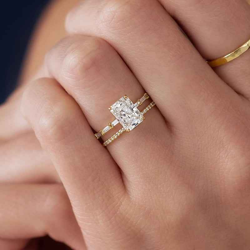 "Radiant Prism" 925 Sterling Silver Radiant-Cut Zircon Ring - Image 2