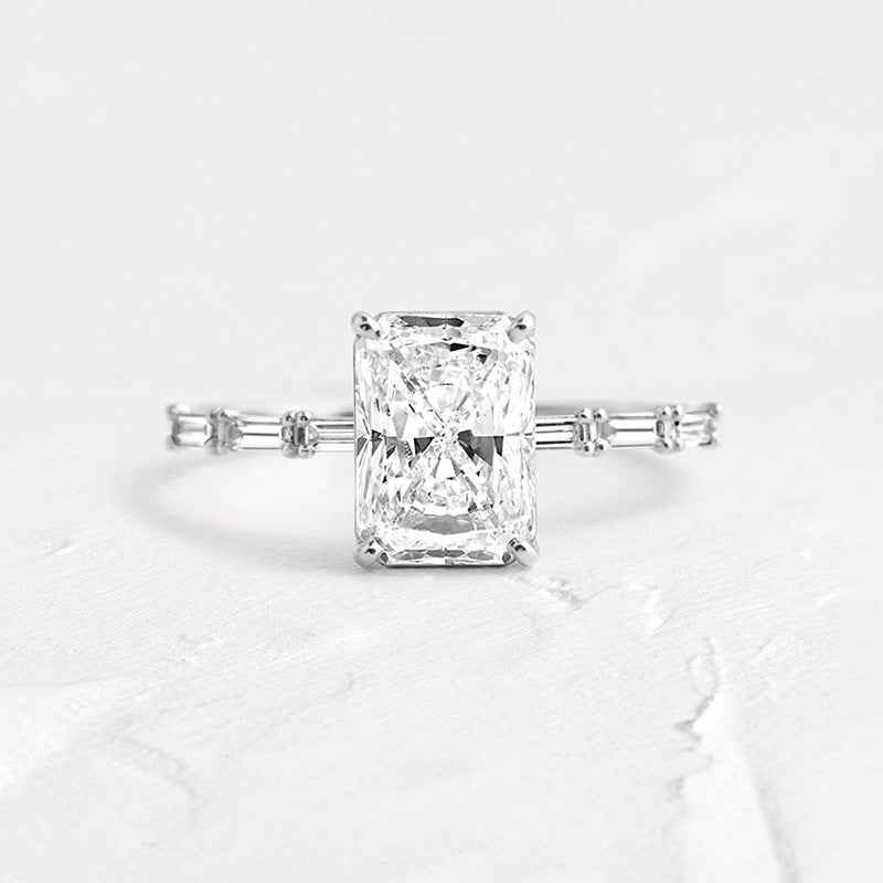 "Radiant Prism" 925 Sterling Silver Radiant-Cut Zircon Ring - Image 3