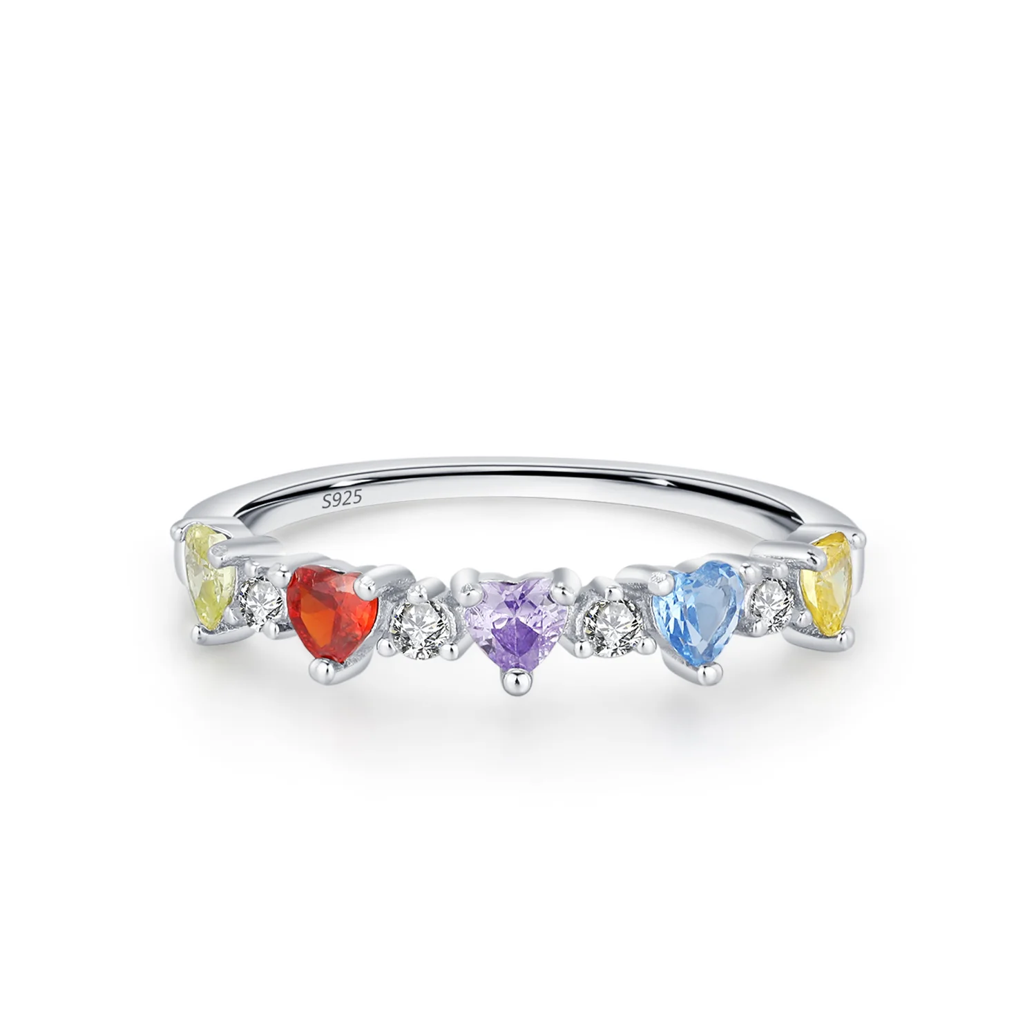 “Rainbow Crush” 925 Sterling Silver Heart Ring - Image 7