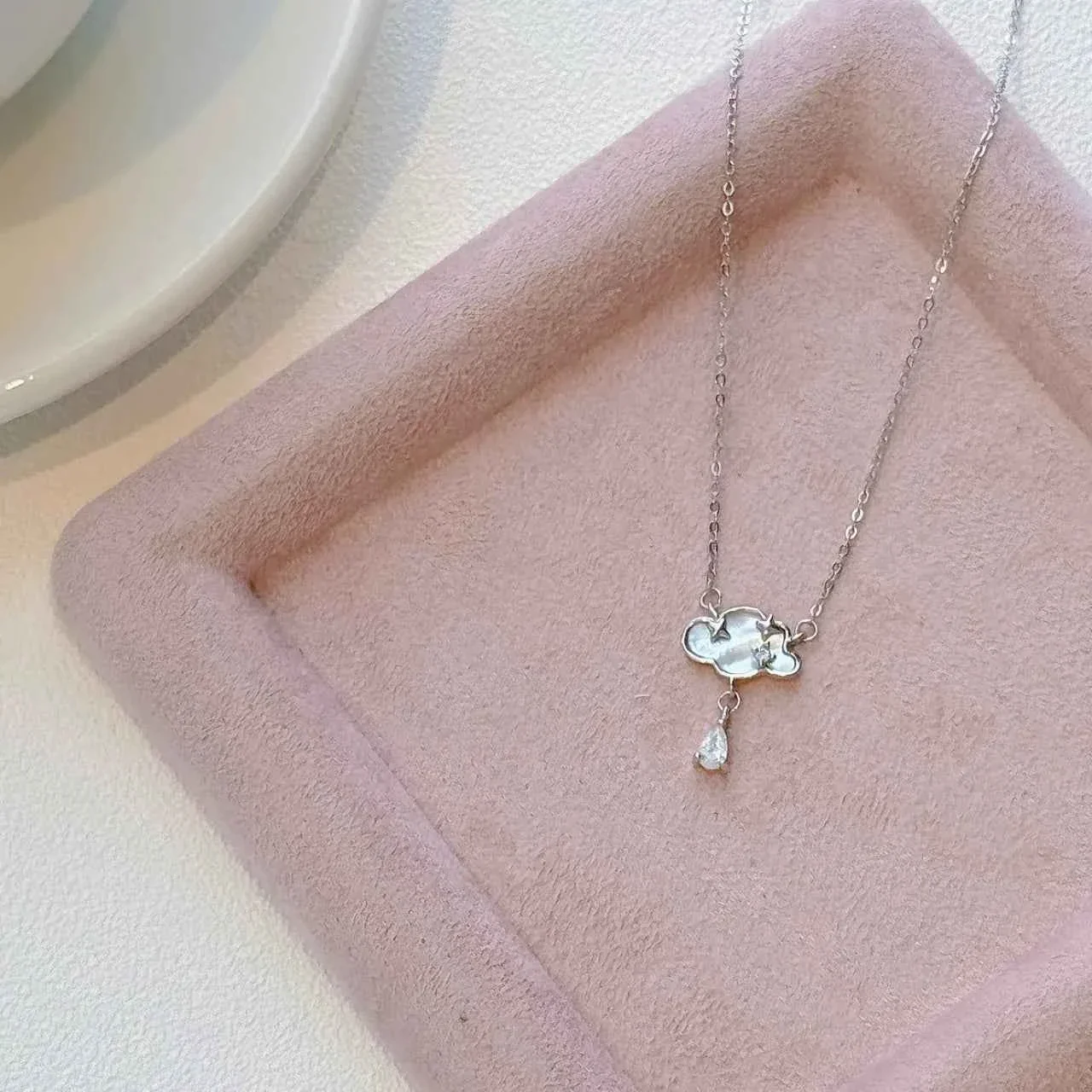 "Raindrop Cloud" 999 Sterling Silver Necklace - Delicate and Unique - Image 4