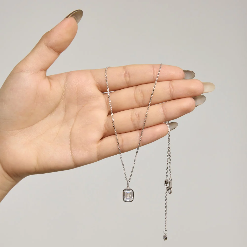 “Recta Lumi” 925 Sterling Silver 5A Cubic Zirconia Pendant Necklace - Image 5