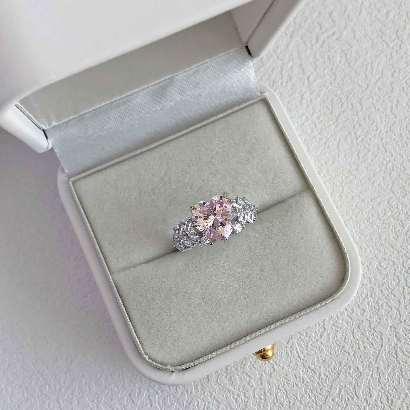 “Regal Heart” 925 Sterling Silver Pink Heart-Cut Gala Ring - Image 4