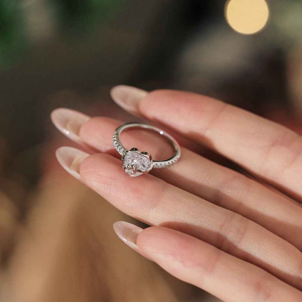 Ribbon Serenade S925 Sterling Silver Heart Bow Ring - Image 4