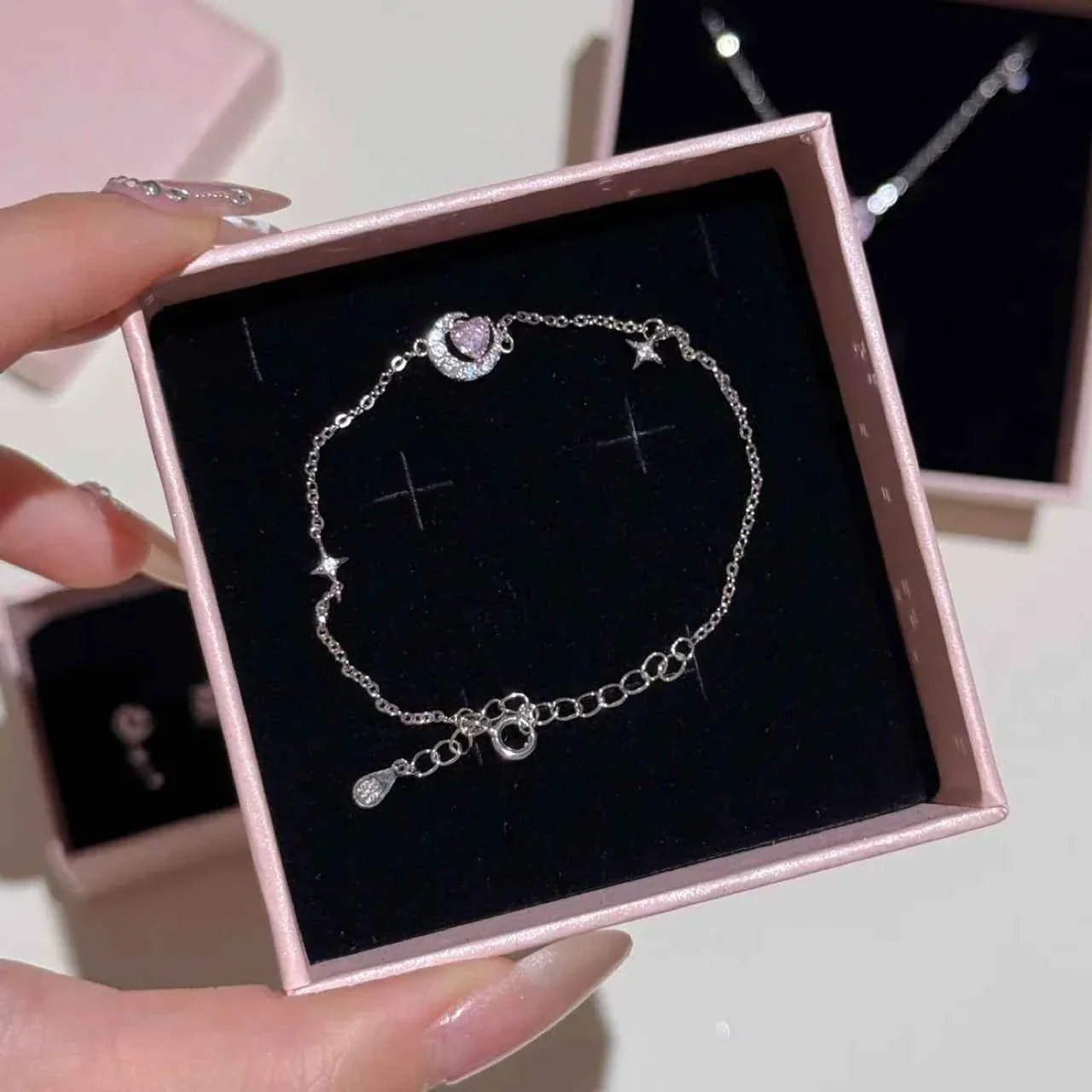 "Romantic Star River" 925 Sterling Silver Heart, Moon, and Star Necklace - Dreamy and Elegant - Image 5
