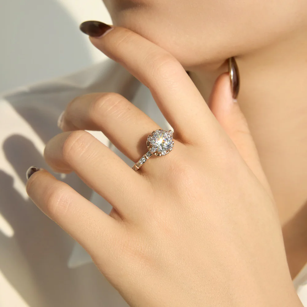 “Rosé Crown” 925 Sterling Silver 8mm 5A Cubic Zirconia Engagement Ring - Image 2