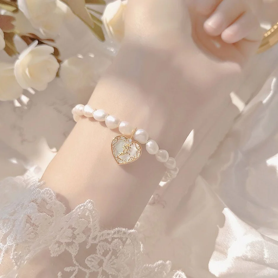 “Rose Reverie” S925 Sterling Silver Mother-of-Pearl Rose Pearl Jewelry Set (Necklace & Bracelet) - Image 3