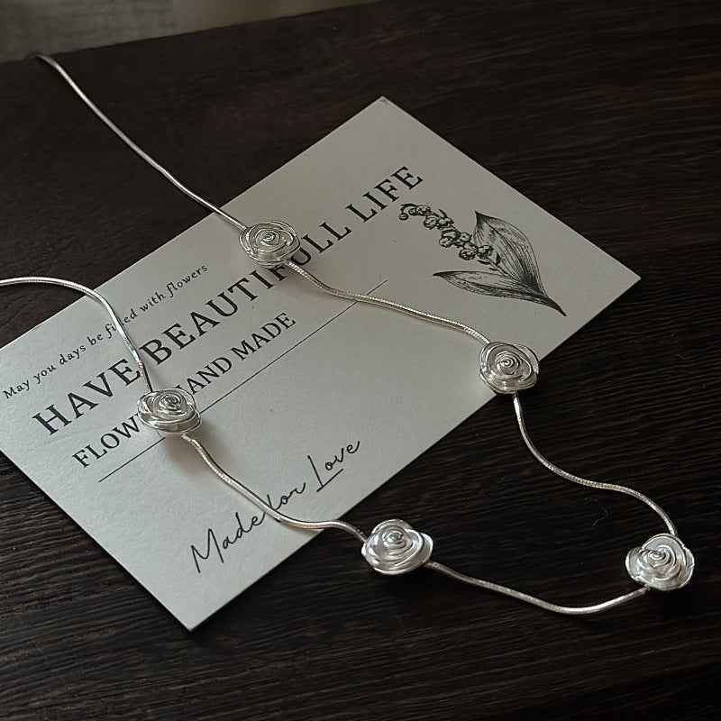 "Rose Whispers" 925 Sterling Silver Necklace - Image 4