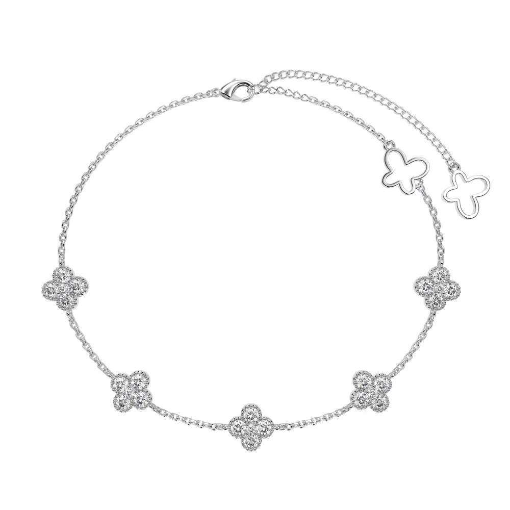 “Roselle Clover” S925 Sterling Silver Four-Leaf Flower Bracelet - Image 7