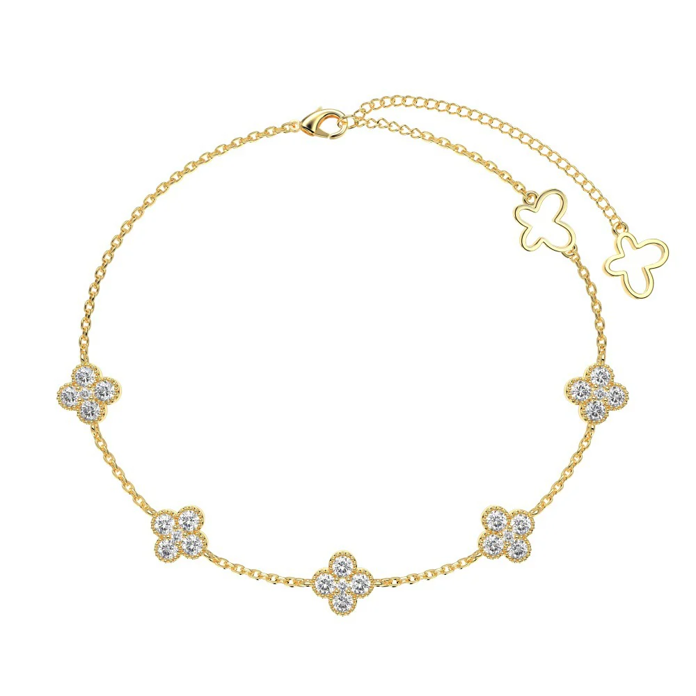 “Roselle Clover” S925 Sterling Silver Four-Leaf Flower Bracelet - Image 8
