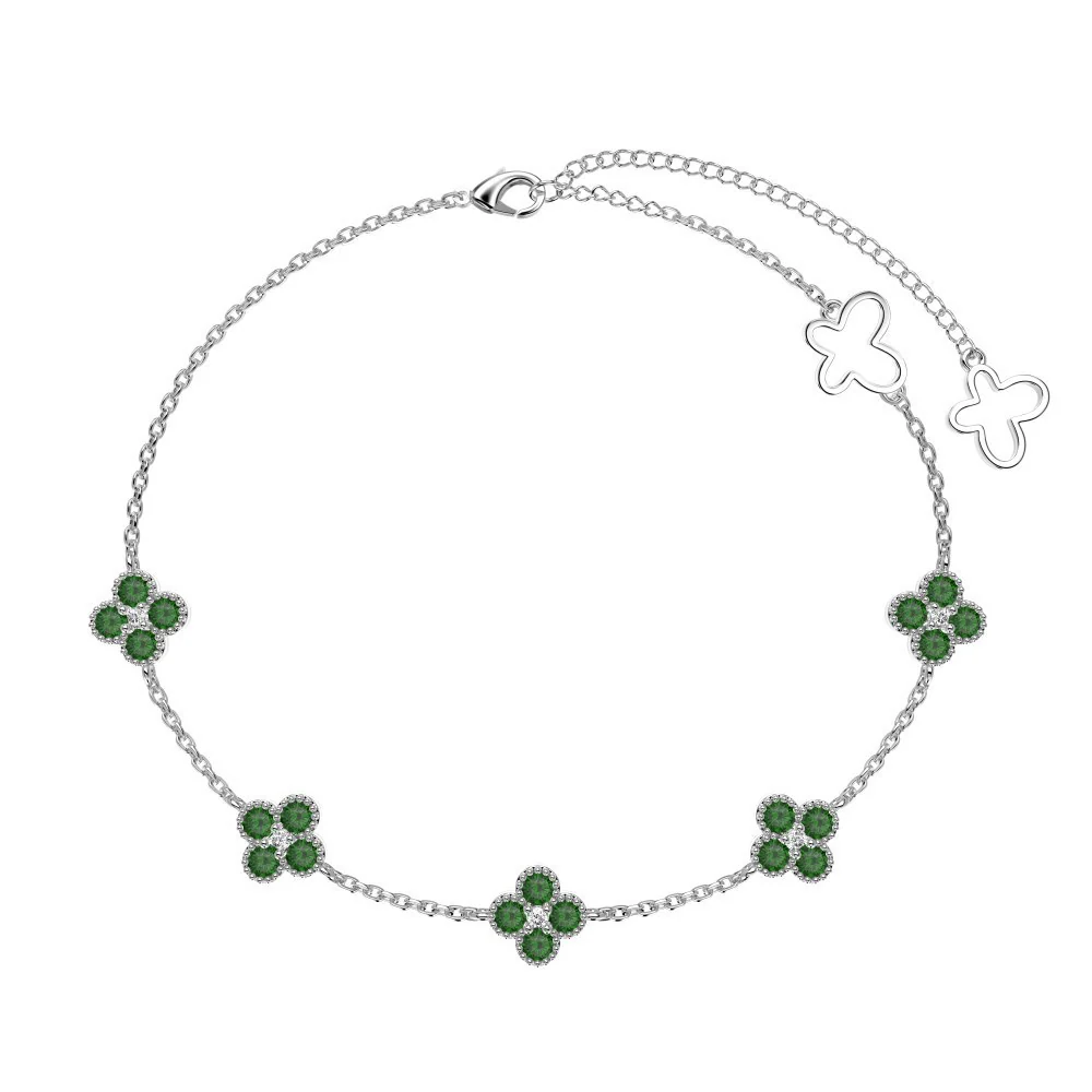 “Roselle Clover” S925 Sterling Silver Four-Leaf Flower Bracelet - Image 9