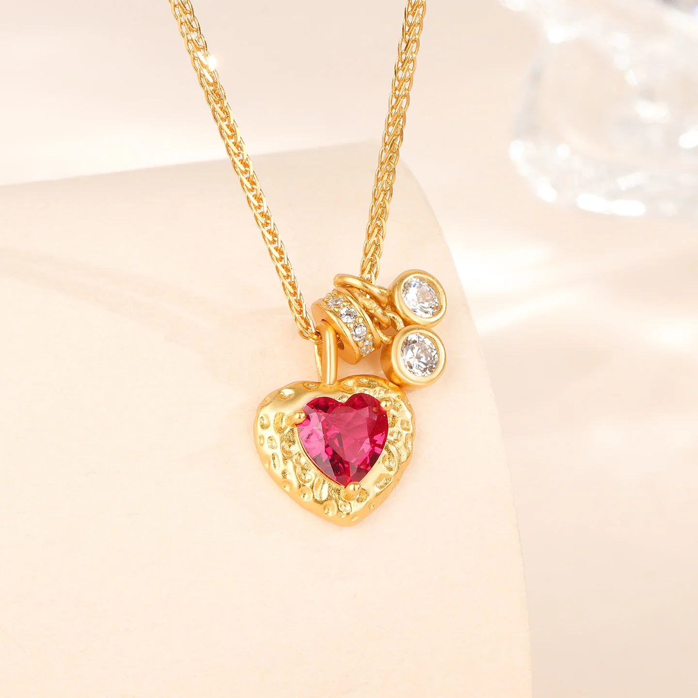 “Rouge Héritage” S925 Sterling Silver Vintage Red Heart Necklace - Image 4