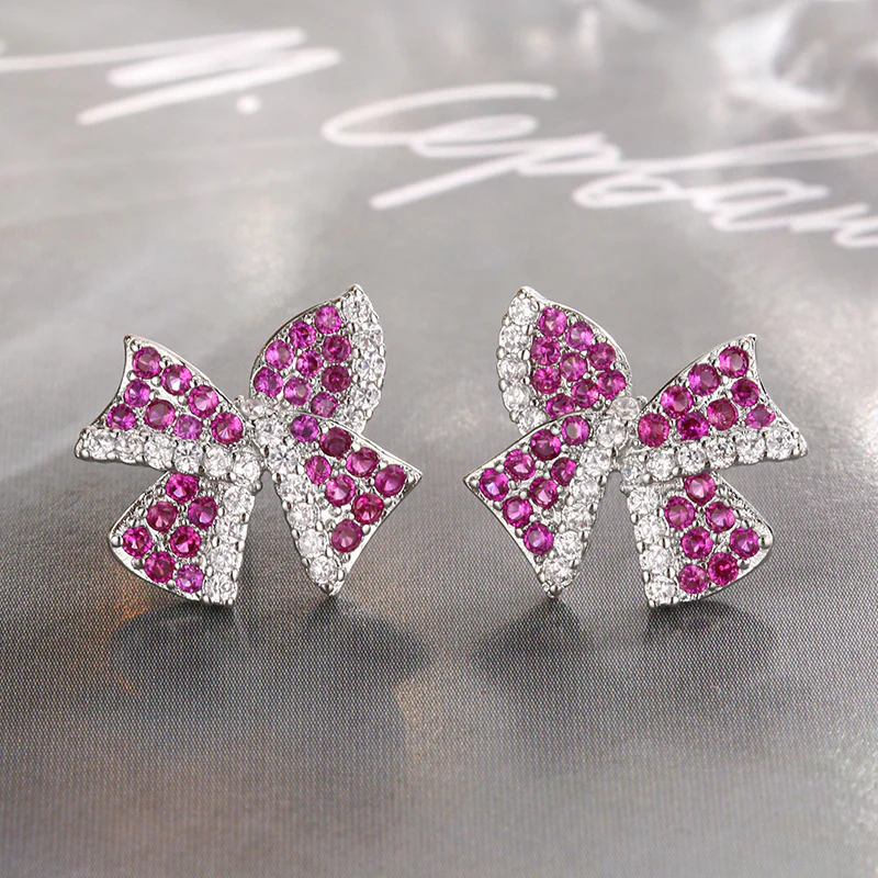 “Ruby Bloom” Brass Ruby Zircon Flower Jewelry Set - Image 5
